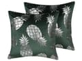 Miniatyrbillede 1 af 6: Sæt med 2 Pyntepuder Grøn Ananas Mønster 45 x 45 cm Folietryk Glamour Dekoration Tilbehør