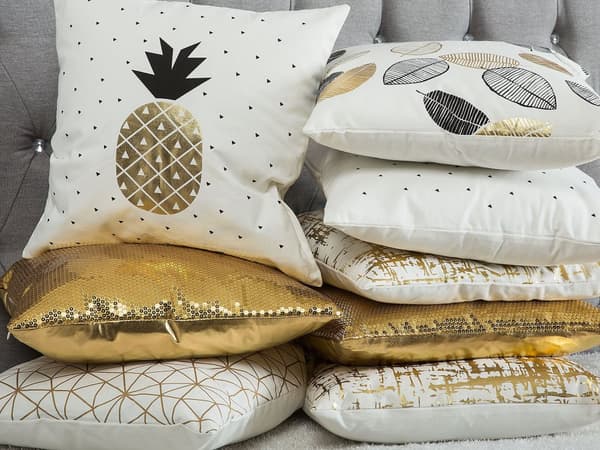 Sæt med 2 Pyntepuder Guld Paillet 45 x 45 cm Glitrende Dekoration Tilbehør