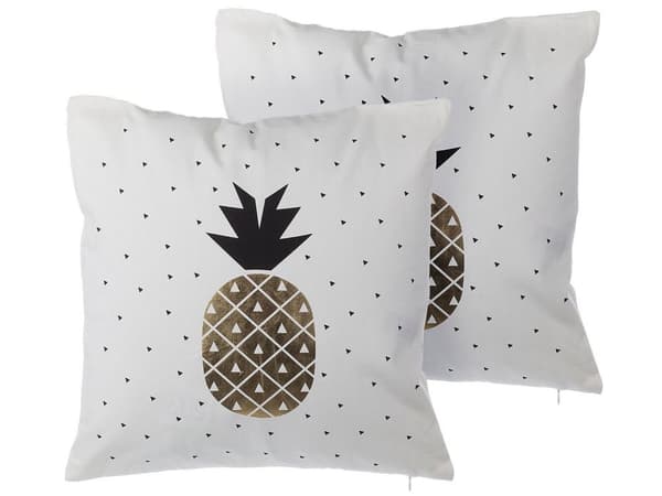 Pyntepudesæt 2 stk Hvid Sort Guld Bomuld Polyester 45x45 cm Skandinavisk Moderne Design Firkantet Pyntepuder Puder Pudebetræk Stue Indretning