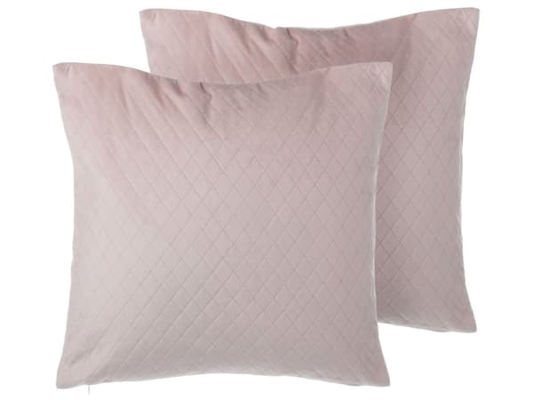 Pyntepudesæt 2 stk Lyserød Velour Polyester 45x45 cm Moderne Skandinavisk Design Lysegrå Firkantet Pyntepuder Pude Pudebetræk Stue Indretning