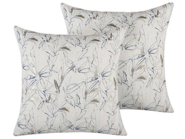 Sæt med 2 Pyntepuder Beige Blomstermønster 45 x 45 cm Blomstermotiv Dekorationstilbehør