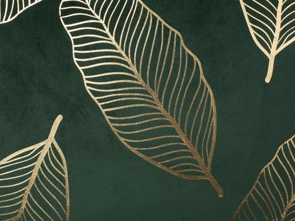 Pyntepuder Mørkegrøn Guld Velour Sæt 45 x 45 cm Små Firkantede Sofapuder Blomster Mønster Blad Motiv Dekor Tilbehør Stue Soveværelse Seng