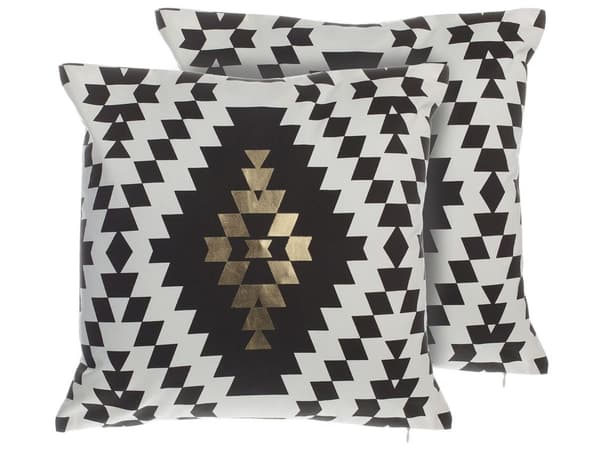 Sæt med 2 Dekorative Puder Sort Hvidt Diamantmønster 45 x 45 cm Geometrisk Print Glamourøs Moderne Stil Tilbehør