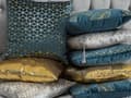Miniatyrbillede 4 af 9: Pyntepuder i Sølv og Guld Polyester Sæt 45 x 45 cm Jacquardvævet Små Runde Puder til Sofa Stue Ternet med Kvaster og Aftagelige betræk