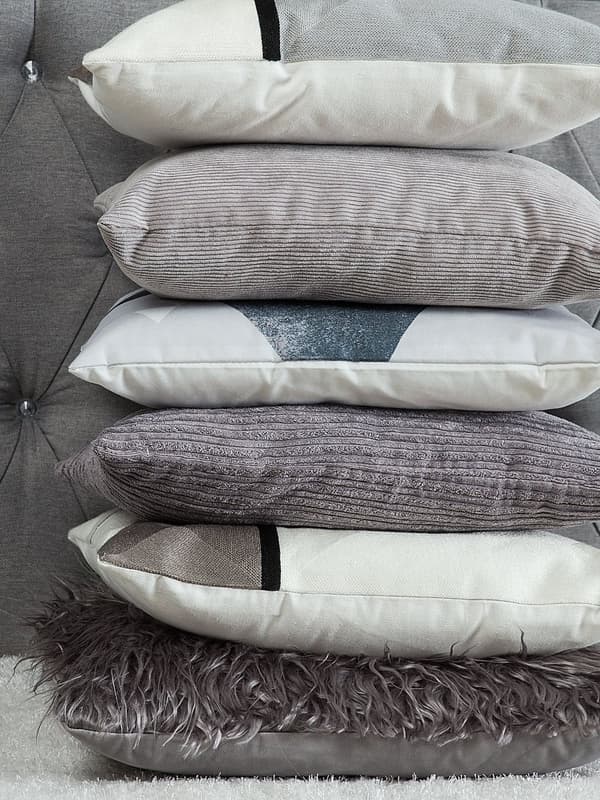 Pyntepudesæt 2 stk Grå Bomuld 45x45 cm Moderne Industriel Design Firkantet Pyntepuder Pyntepude Puder Pude Sæt Pudebetræk Stue Indretning Hjem