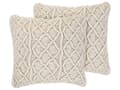 Miniatyrbillede 1 af 9: Pyntepuder Beige Bomuld Sæt 45 x 45 cm Små Firkantede Mønstret Sofapuder til Stuen Håndlavet Macrame Reb Flet Boho Retro Tilbehør Soveværelse