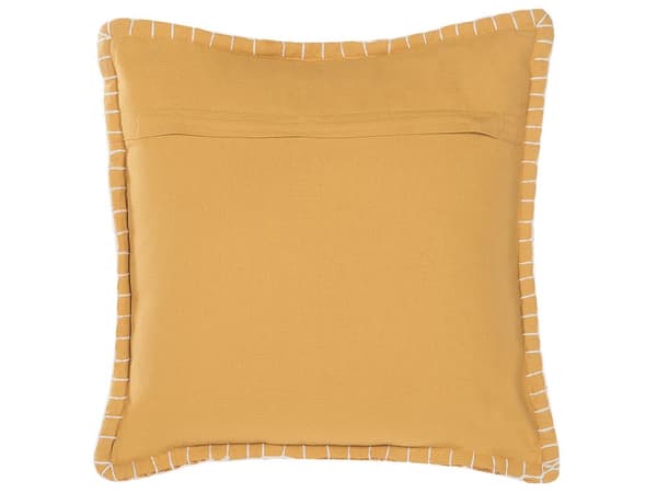 Pyntepuder Gul Viskose og Bomuld Sæt 45 x 45 cm Små Firkantede Tekstureret Mønster Blomster Sofapude med Kant Retro Stue Boho Sengen Design