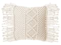 Miniatyrbillede 5 af 9: Sæt med 2 dekorative pyntepuder beige Bomuld Macramé 45 x 45 cm reb hæklet med kvaster og Boho Retro Dekor tilbehør nem pleje