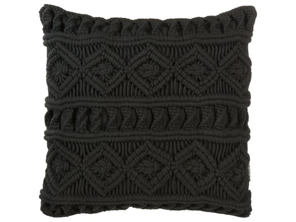Pyntepuder Sort Bomuld Sæt 45 x 45 cm Små Flotte Dekorative Sofapuder til Stuen og Soveværelse Macramé Flet Tilbehør Mønstrede Puder Boho Retro