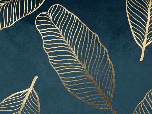 Pyntepuder Blå Guld Velour Sæt 45 x 45 cm Små Firkantede Sofapuder Blomster Mønster Blad Motiv Dekor Tilbehør Stue Soveværelse Seng Dekor