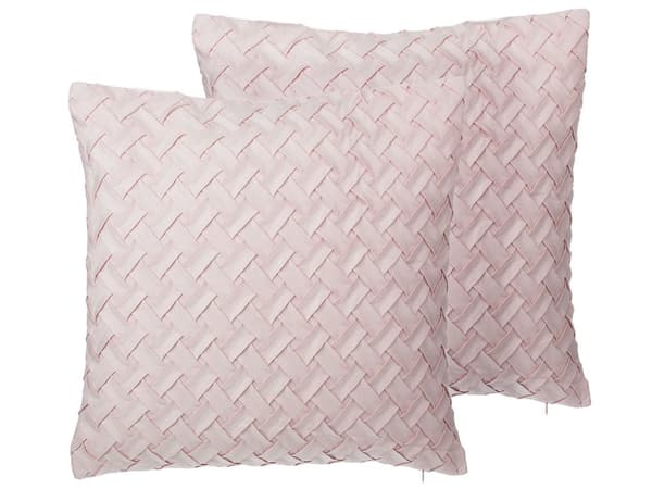 Pyntepudesæt 2 stk Lyserød Kunstruskind 45x45 cm Glam Moderne Design Pyntepuder Pyntepude Sæt Hynder Hynde Pude Puder Stue Indretning Tilbehør