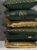 Miniatyrbillede 5 af 9: Pyntepuder Grøn Guld Velour og Polyester 45 x 45 cm Dekorative Små Firkantede Mønstret Sofapuder Blad Tryk Tilbehør Soveværelse Puder til Seng