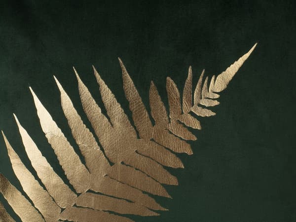 Pyntepuder Grøn Guld Velour og Polyester 45 x 45 cm Dekorative Små Firkantede Mønstret Sofapuder Blad Tryk Tilbehør Soveværelse Puder til Seng