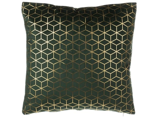 Sæt med 2 Pyntepuder Mørkegrøn Velour med Polyester Fyld 45 x 45 cm Ternmønster Guldfolietryk Dekortilbehør Stue Aftagelige Betræk
