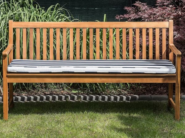 Udendørs sædepude Blå og hvid polyester Vandafvisende stribet bænkpude 152 x 54 cm Have