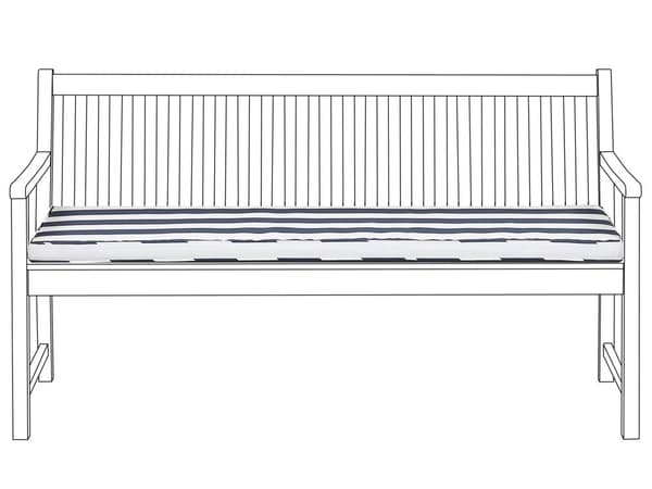 Udendørs sædepude Blå og hvid polyester Vandafvisende stribet bænkpude 152 x 54 cm Have