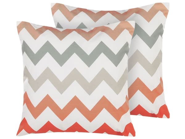 Sæt med to Udendørs Havepuder Flerfarvet Hvid Polyester Lynlåsbetræk Firkantet 45 x 45 cm Moderne Design