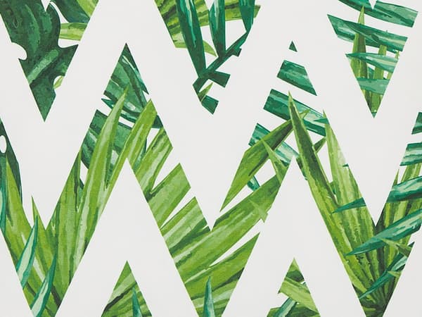 Pyntepuder Hvid og Grøn Polyester 45 x 45 cm ZigZag Chevron Blomstermønster Moderne til Haven Stuen Sengen Udendørs Indendørs Design
