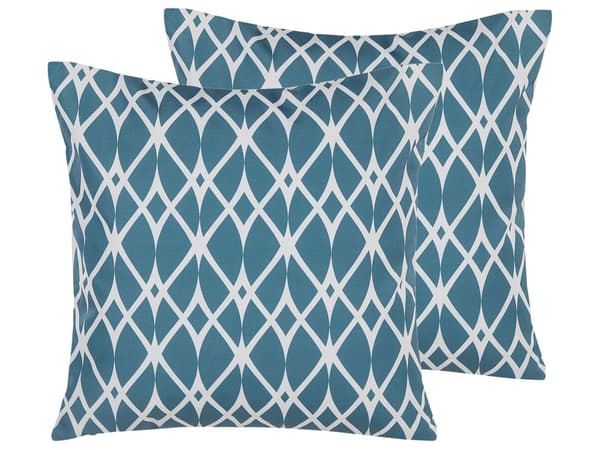 Ulkotyynysetti sininen 45 x 12 x 45 cm polyesteri geometrinen kuvio 2 kpl