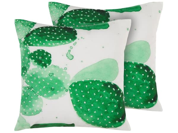 Ulkotyynysetti vihreä 45 x 12 x 45 cm polyesteri kaktuskuvio 2 kpl