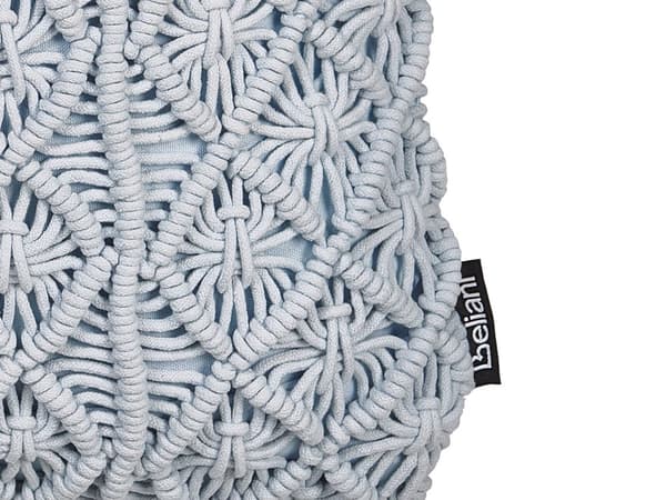 Pyntepuder Babyblå Bomuld Sæt 40 x 45 cm Små Firkantede Mønstret Sofapuder til Stuen Håndlavet Macrame Reb Flet Boho Retro Tilbehør Soveværelse