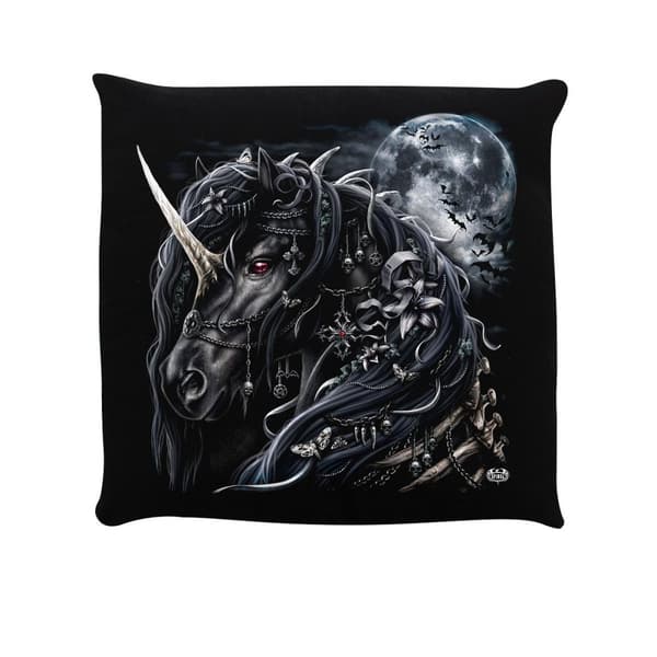Spiral Dark Unicorn Filled Cushion Black One Size