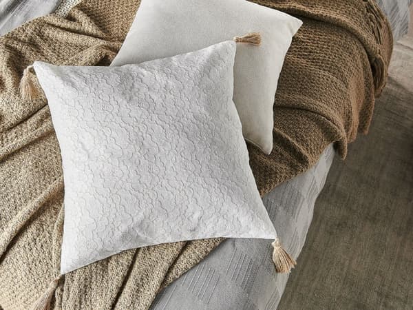 Pyntepudesæt 2 stk Lys Beige Polyester 45x45 cm Moderne Design Firkantet Pyntepuder Pyntepude Pude Sæt