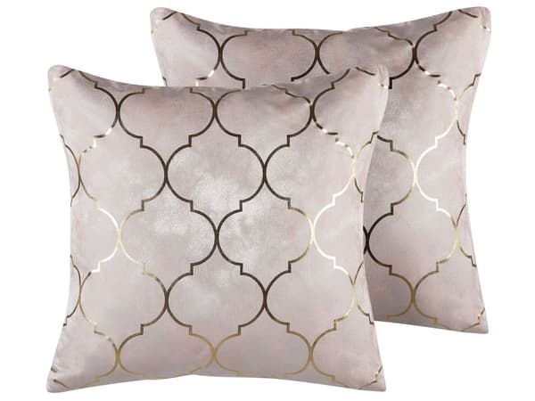 Koristetyyny vaaleanpunainen 45 x 45 cm kangas polyesteritäyte 2 kpl trellis-kuvio irrotettava päällinen