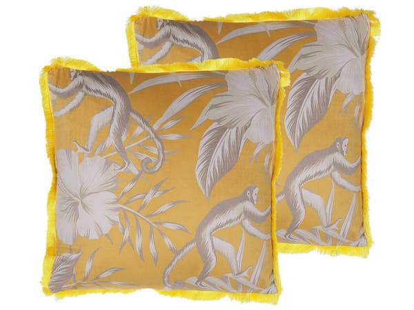 Koristetyyny keltainen 45 x 45 cm eläinkuvio 2 kpl setti moderni tyyli