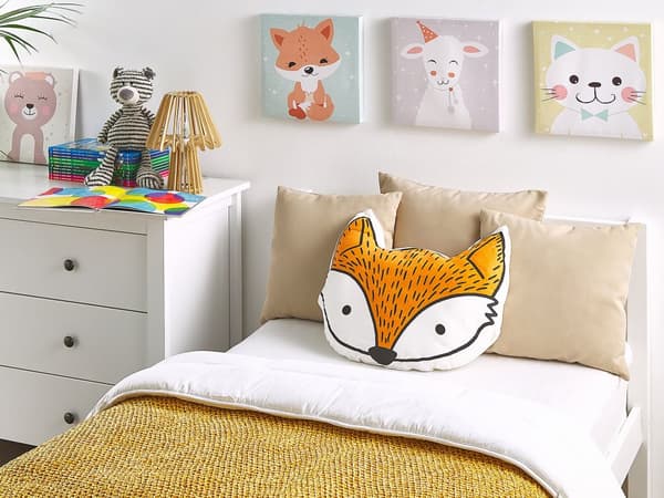 Koristetyyny oranssi puuvilla päällinen 50 x 40 cm 2 kpl setti kettu kuva lastenhuoneeseen
