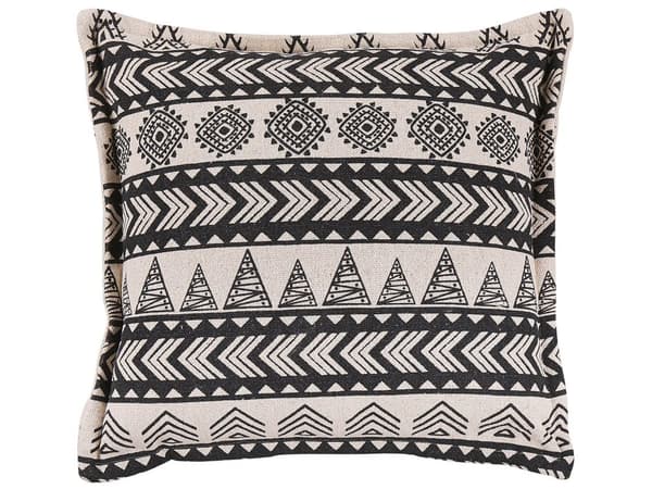 Koristetyyny beige/musta 45 x 45 cm neliö kuviollinen boho tyyli