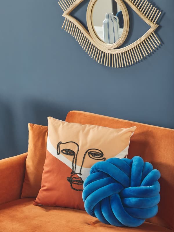 Pyntepude Multifarvet Polyester Sæt 45 x 45 cm Moderne Små Firkantede Sofapuder Stuen Abstrakt Ansigtsmotiv Design Pude Tilbehør Soveværelse