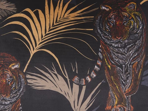 Pyntepuder Sort Beige Orange Multifarvet Polyester Skum 45 x 45 cm Palmeblads Mønster Tiger Tryk Moderne Retro Sofapuder Tilbehør til Stue