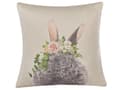 Miniatyrbillede 4 af 7: Pyntepuder Beige Grå Bomuld 45 x 45 cm Små Firkantede Mønstret Puder med Blomster Påskehare Design Sofapuder til Stuen Sengen Tilbehør