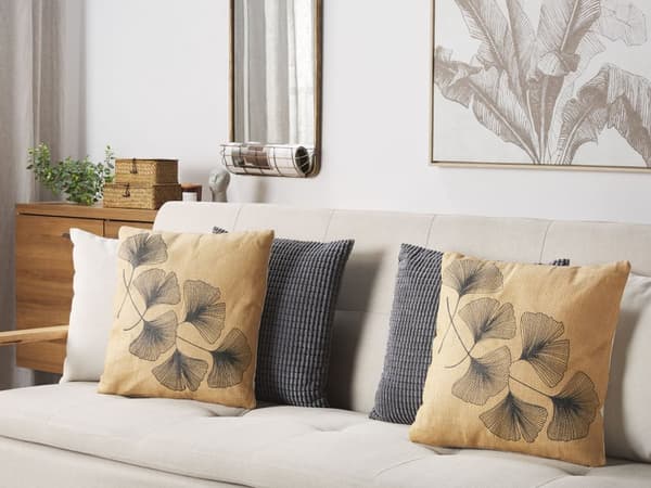 Sæt med 2 Pyntepuder Beige 45 x 45 cm Naturinspireret Motiv Moderne Glamourøs Tilbehør