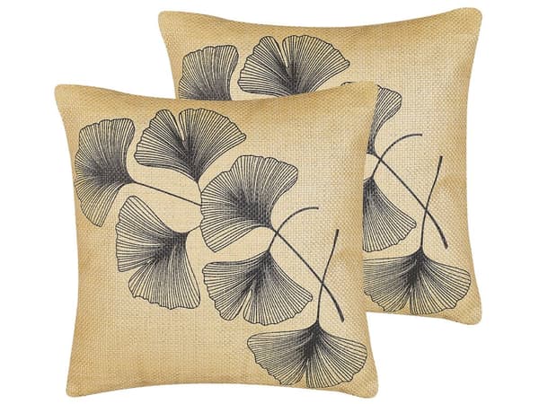 Sæt med 2 Pyntepuder Beige 45 x 45 cm Naturinspireret Motiv Moderne Glamourøs Tilbehør