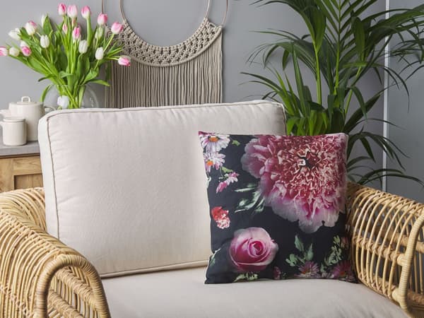 Sæt med 2 Dekorative Puder Flerfarvet Blomsterprint Firkantet 45 x 45 cm Moderne Tilbehør