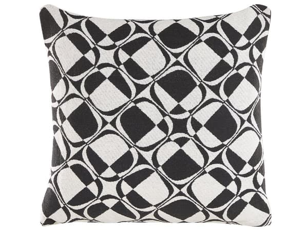 Koristetyyny mustavalkoinen 45 x 45 cm polyesteritäyte puuvillainen irrotettava päällinen