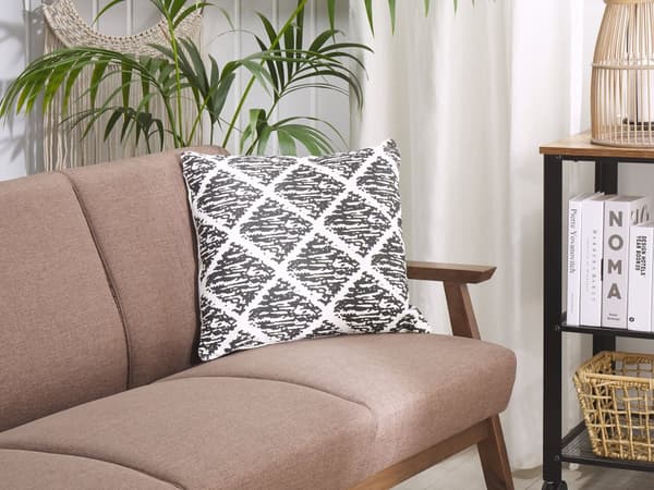 Koristetyyny mustavalkoinen puuvilla 45 x 45 cm irrotettava päällinen 2 kpl