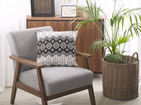 Koristetyyny mustavalkoinen puuvilla 45 x 45 cm irrotettava päällinen 2 kpl