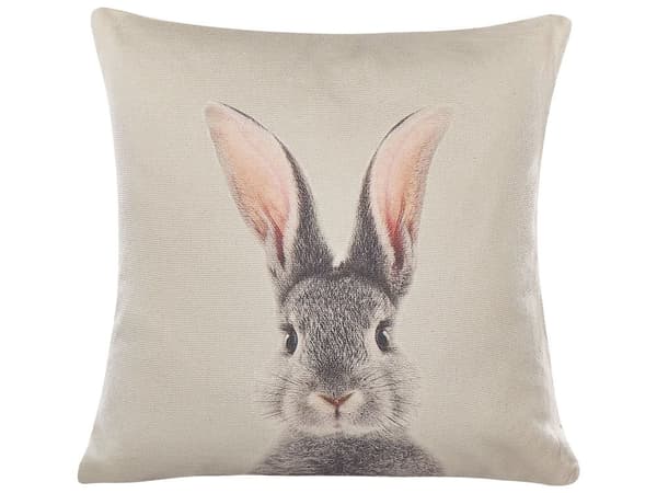 Pyntepuder Grå Beige Polyester Bomuld 45 x 45 cm Små Flotte Firkantede Sofapuder med Kanin Tryk til Stue Sofa Tilbehør Soveværelse Påske Dekor