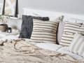 Miniatyrbillede 2 af 9: Pyntepuder Beige Sort i Bomuld og Hør Sæt 43 x 43 cm Små Firkantet Mønstret Puder til Sofa Sengen Stribet Moderne Stue Soveværelse Indretning
