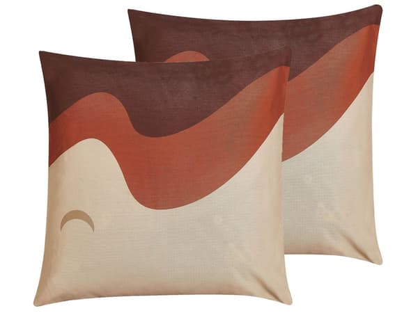 Pyntepuder Flerfarvet Sæt 45 x 45 cm Dekorative Små Firkantede Sofapuder i Bølge Mønster Stue Tilbehør Puder til Sengen Design Soveværelse