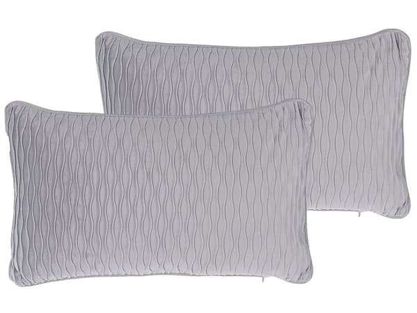 Pyntepuder Grå Polyester Sæt 45 x 45 cm Flotte Små Aflange Sofapuder til Stue Quiltet Mønster Puder til Seng Moderne Tilbehør Soveværelse