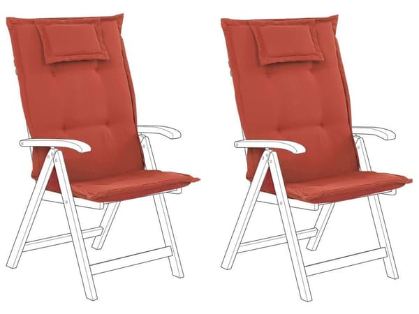 Sæt med 2 Havestolepude Rød Polyester Sæde Ryglænspude Moderne Design udendørspude