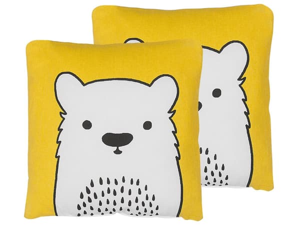 Pyntepuder 2 stk Sæt Gul Hvid Sort Bomuld Polyester 45x45 cm Moderne Skandinavisk Design Firkantet Puder Pudebetræk Stue Indretning Legetøj