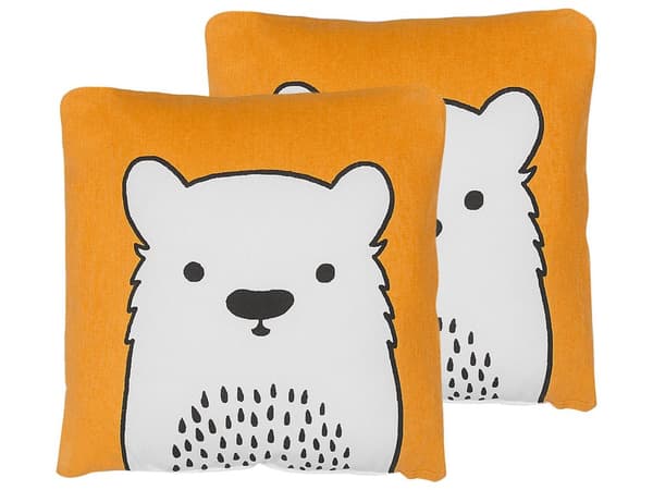 Pyntepuder 2 stk Sæt Orange Hvid Sort Bomuld Polyester 45x45 cm Moderne Skandinavisk Design Firkantet Puder Pudebetræk Stue Indretning Legetøj