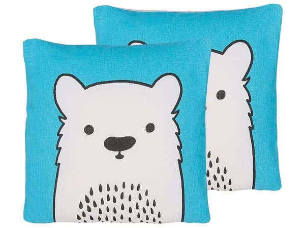 Pyntepuder 2 stk Sæt Blå Hvid Sort Bomuld Polyester 45x45 cm Moderne Skandinavisk Design Firkantet Puder Pudebetræk Stue Indretning Legetøj