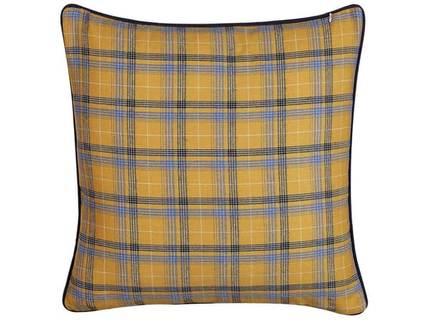 Pyntepuder Gul Flerfarvet Polyester Sæt 45 x 45 cm Små Firkantede Ternede Puder til Sofa og Sengen i Moderne Retro Soveværelse Stue Dekor