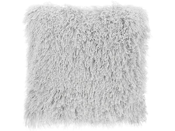 Sæt med 2 Pyntepuder Grå Polyester Stof 45 x 45 cm Fluffet og Pels Lignende Overflade med Aftagelige Betræk